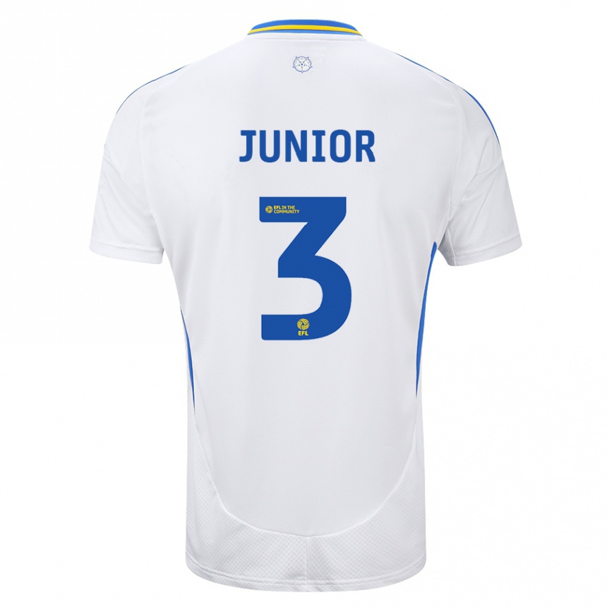 Kids Football Junior Firpo #3 White Blue Home Jersey 2024/25 T-Shirt Australia