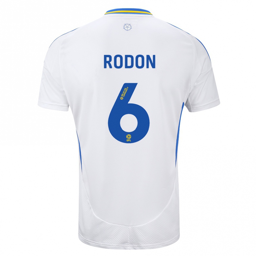 Kids Football Joe Rodon #6 White Blue Home Jersey 2024/25 T-Shirt Australia