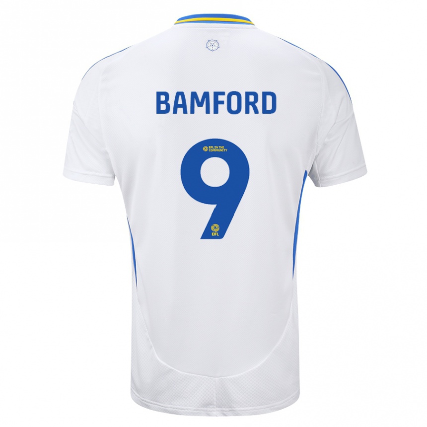 Kids Football Patrick Bamford #9 White Blue Home Jersey 2024/25 T-Shirt Australia