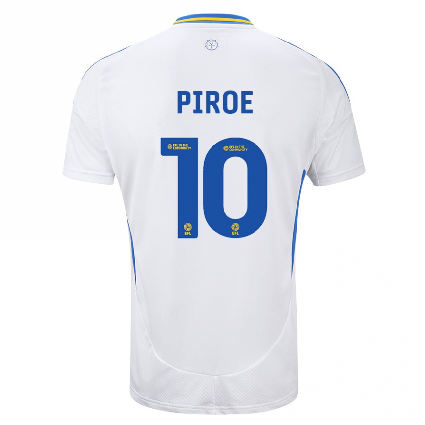 Kids Football Joël Piroe #10 White Blue Home Jersey 2024/25 T-Shirt Australia