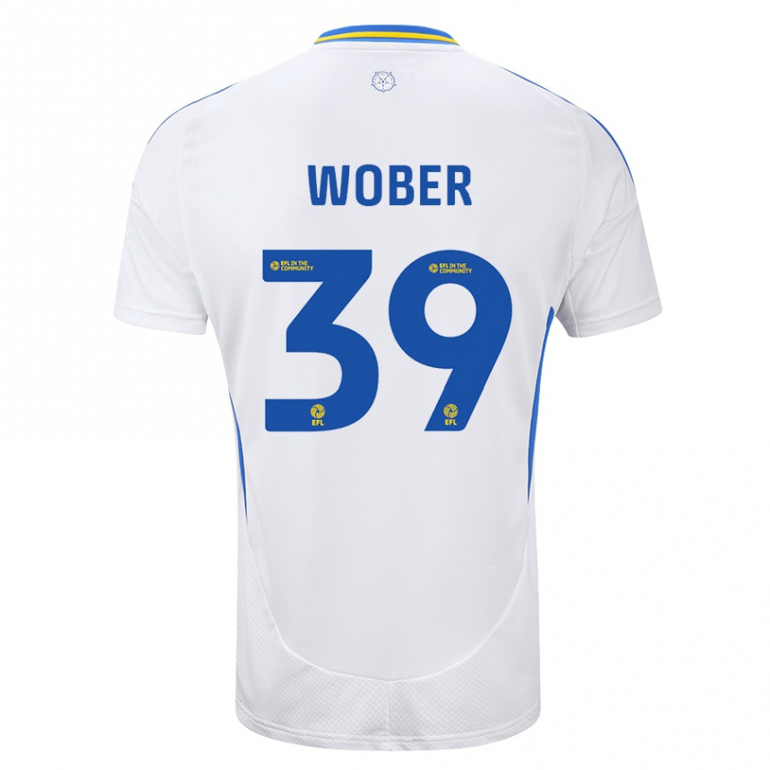 Kids Football Maximilian Wöber #39 White Blue Home Jersey 2024/25 T-Shirt Australia