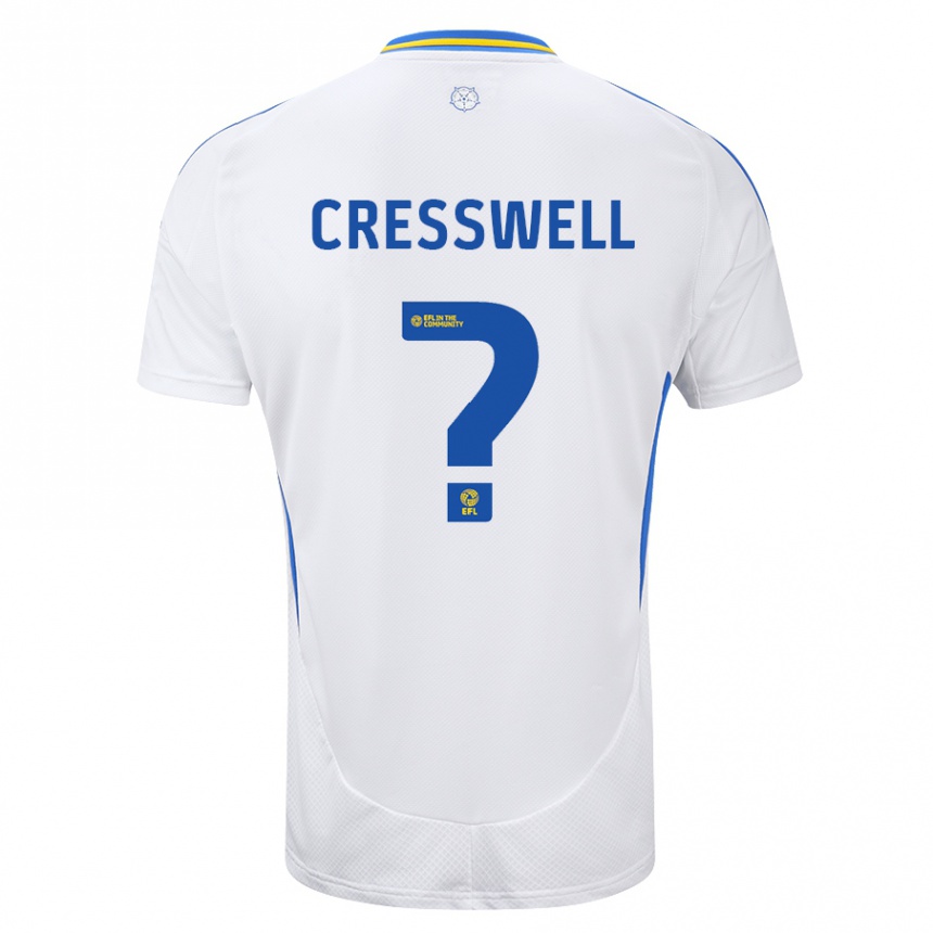 Kids Football Alfie Cresswell #0 White Blue Home Jersey 2024/25 T-Shirt Australia