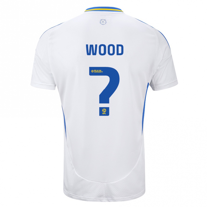 Kids Football Oliver Wood #0 White Blue Home Jersey 2024/25 T-Shirt Australia