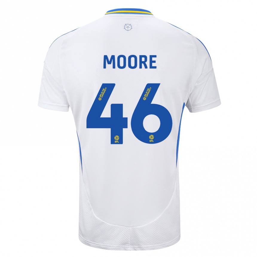 Kids Football Kris Moore #46 White Blue Home Jersey 2024/25 T-Shirt Australia