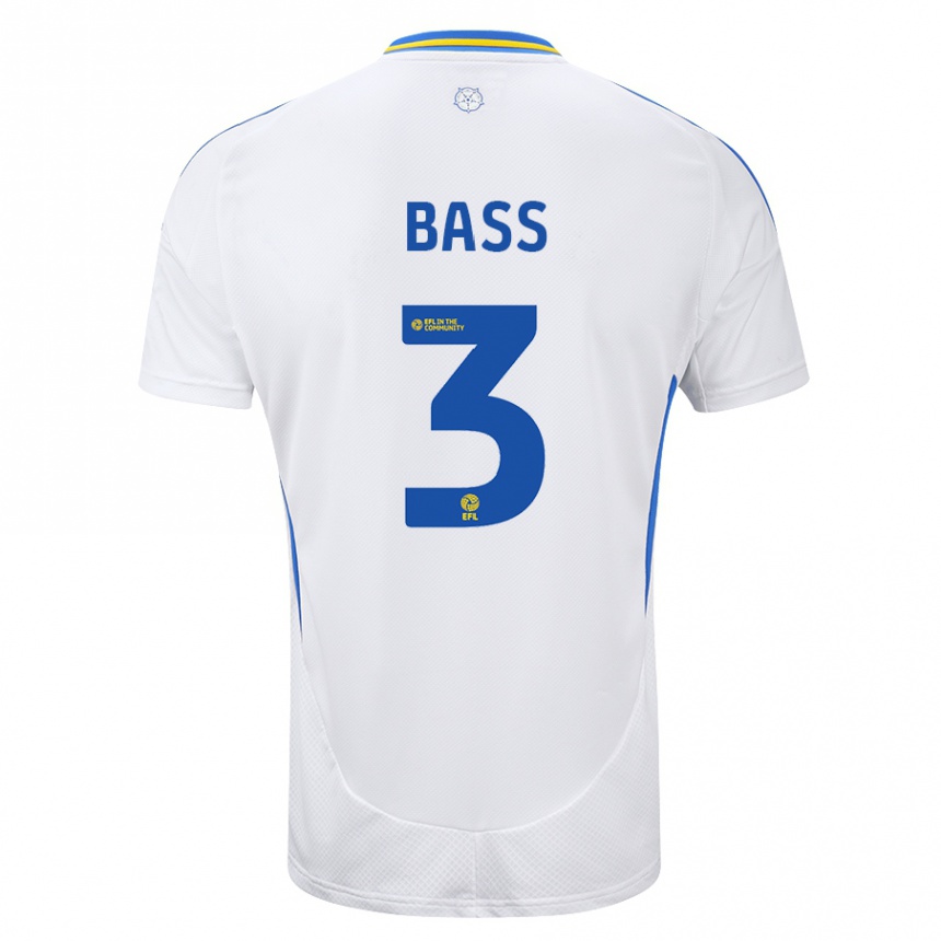 Kids Football Rebekah Bass #3 White Blue Home Jersey 2024/25 T-Shirt Australia