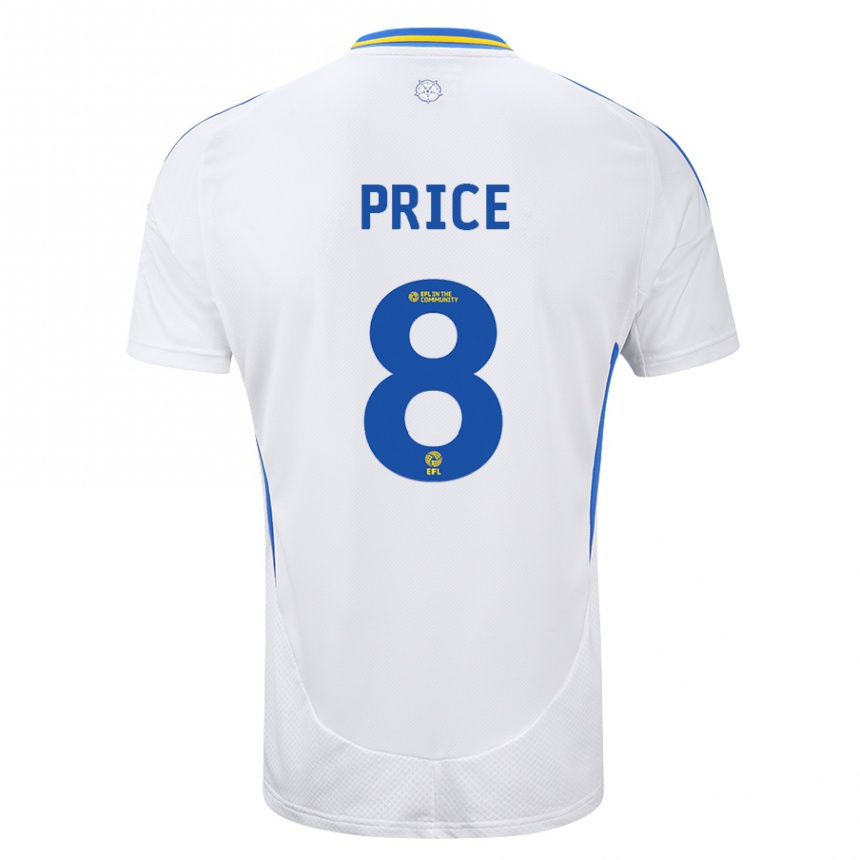 Kids Football Leoni Price #8 White Blue Home Jersey 2024/25 T-Shirt Australia