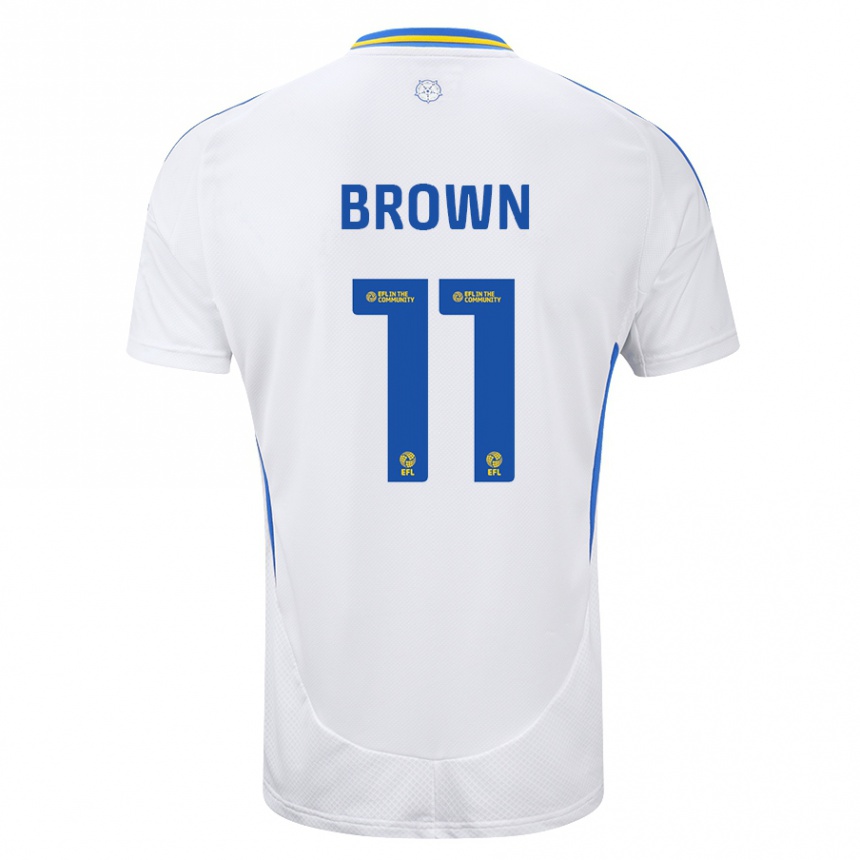 Kids Football Abbie Brown #11 White Blue Home Jersey 2024/25 T-Shirt Australia