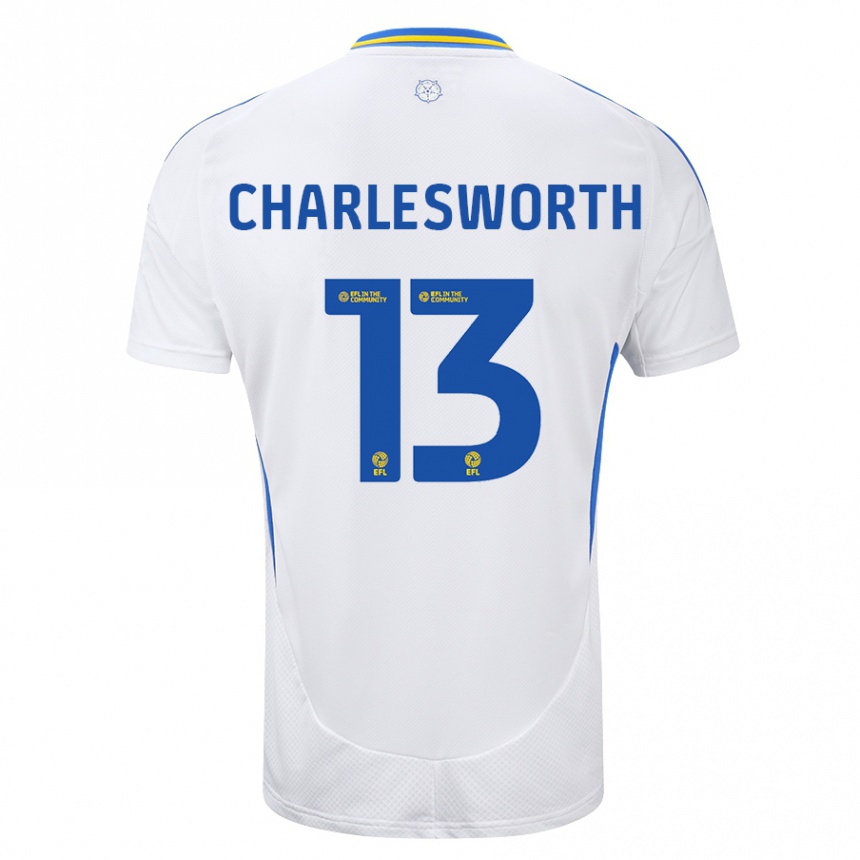 Kids Football Millie Robshaw-Charlesworth #13 White Blue Home Jersey 2024/25 T-Shirt Australia