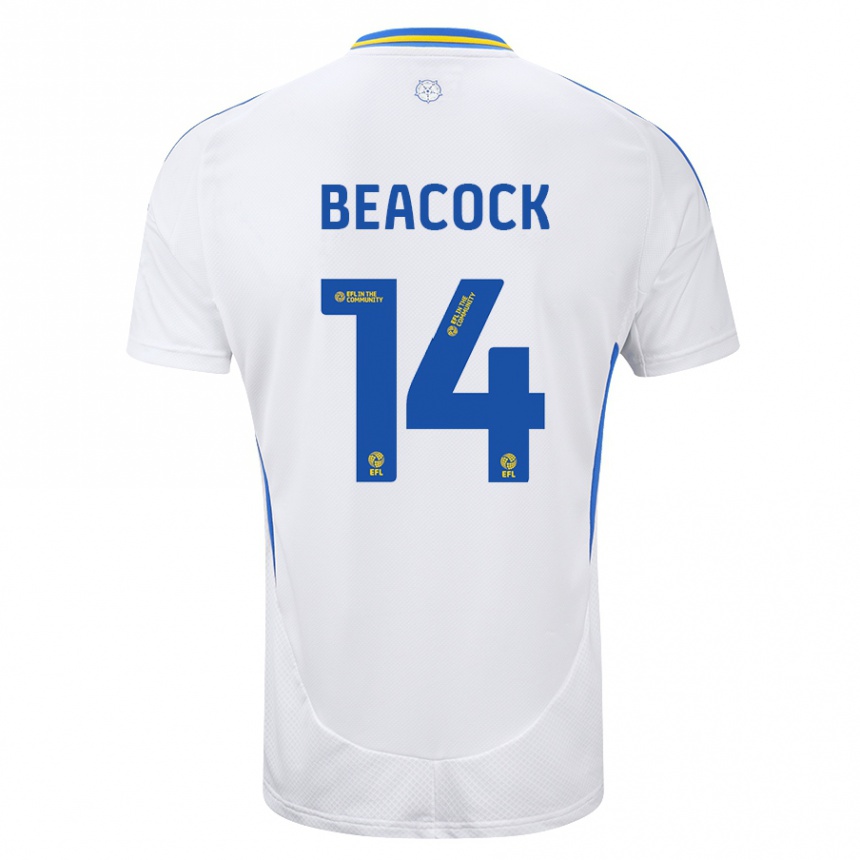 Kids Football Molly Beacock #14 White Blue Home Jersey 2024/25 T-Shirt Australia