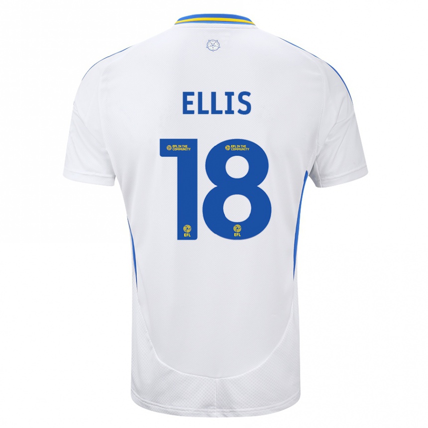 Kids Football Macy Ellis #18 White Blue Home Jersey 2024/25 T-Shirt Australia