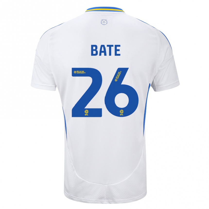 Kids Football Lewis Bate #26 White Blue Home Jersey 2024/25 T-Shirt Australia