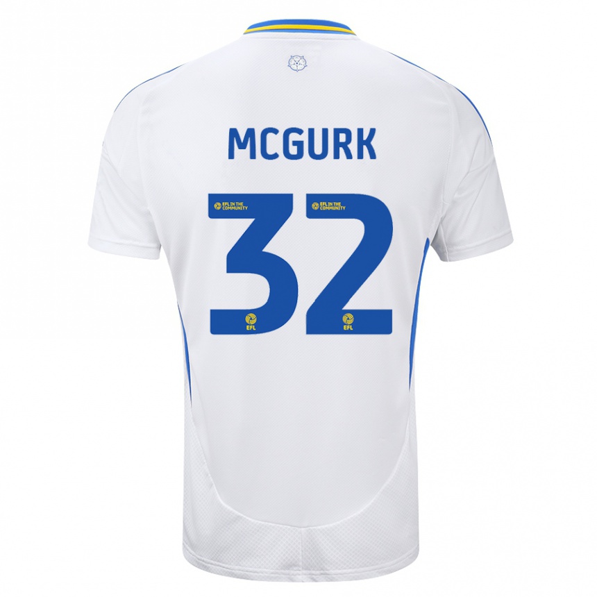 Kids Football Sean Mcgurk #32 White Blue Home Jersey 2024/25 T-Shirt Australia