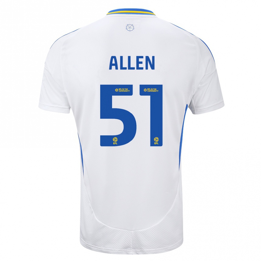 Kids Football Charlie Allen #51 White Blue Home Jersey 2024/25 T-Shirt Australia