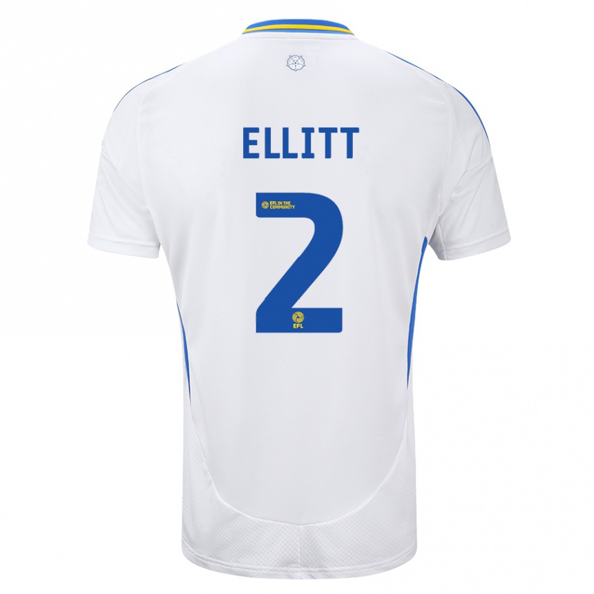 Kids Football Izzy Ellitt #2 White Blue Home Jersey 2024/25 T-Shirt Australia