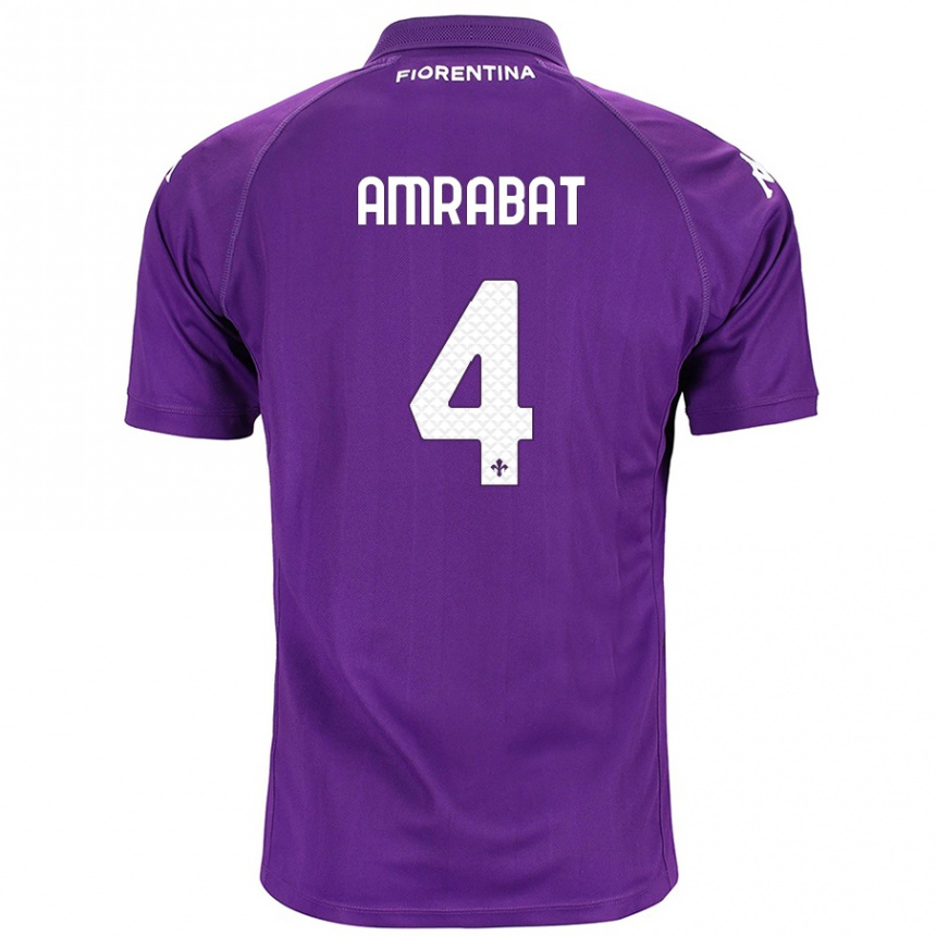 Kids Football Sofyan Amrabat #4 Purple Home Jersey 2024/25 T-Shirt Australia