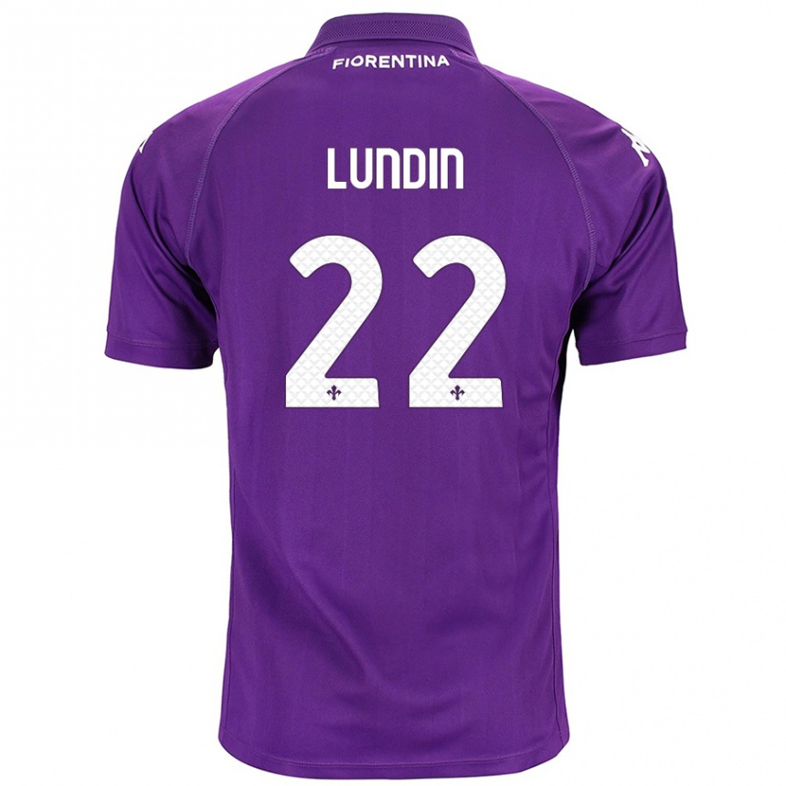 Kids Football Karin Lundin #22 Purple Home Jersey 2024/25 T-Shirt Australia