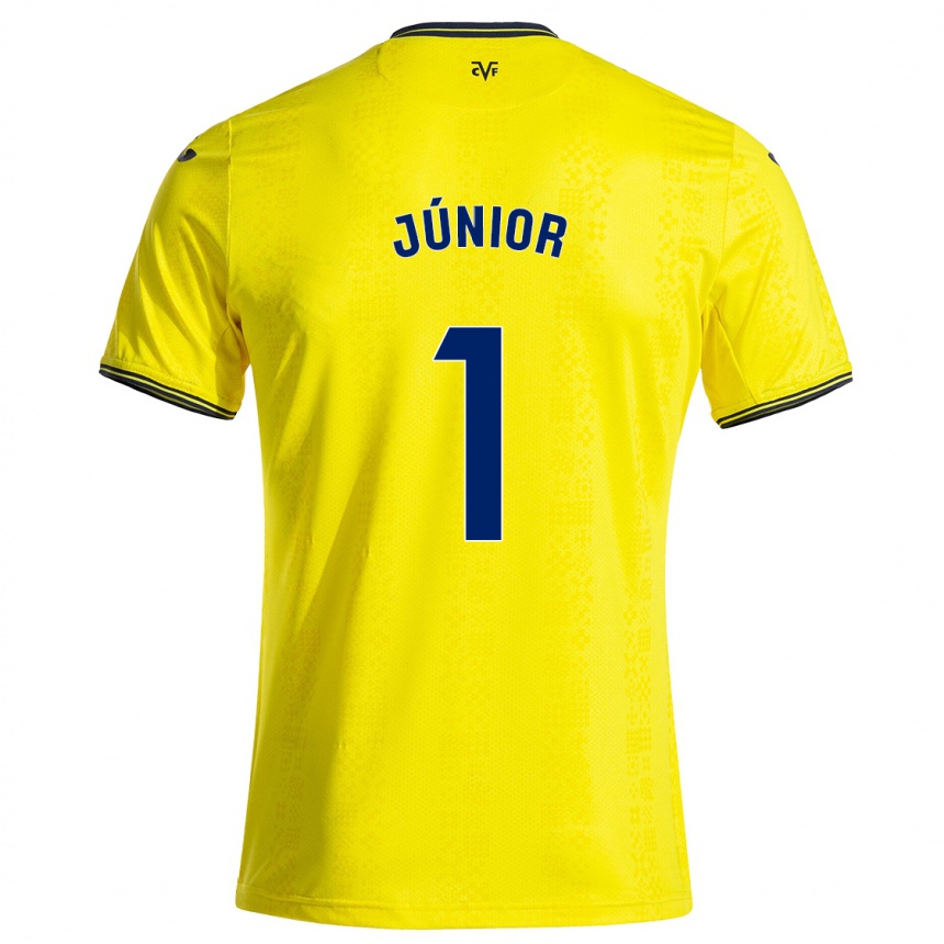 Kids Football Luiz Júnior #1 Yellow Black Home Jersey 2024/25 T-Shirt Australia