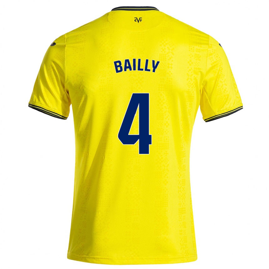 Kids Football Eric Bailly #4 Yellow Black Home Jersey 2024/25 T-Shirt Australia