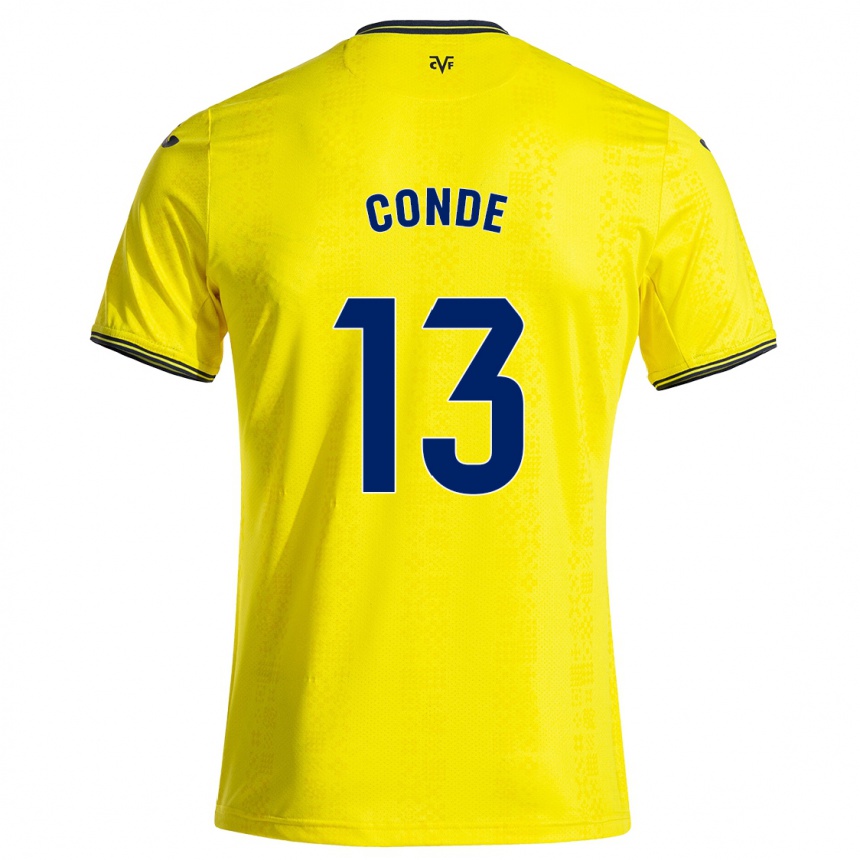 Kids Football Diego Conde #13 Yellow Black Home Jersey 2024/25 T-Shirt Australia