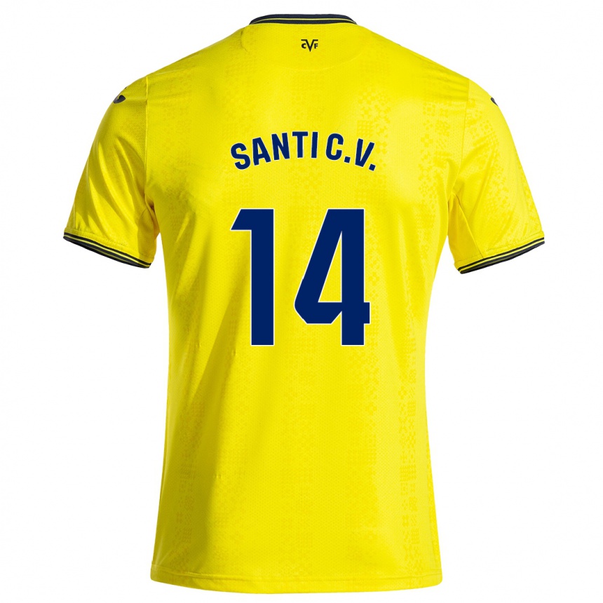 Kids Football Santi Comesaña #14 Yellow Black Home Jersey 2024/25 T-Shirt Australia