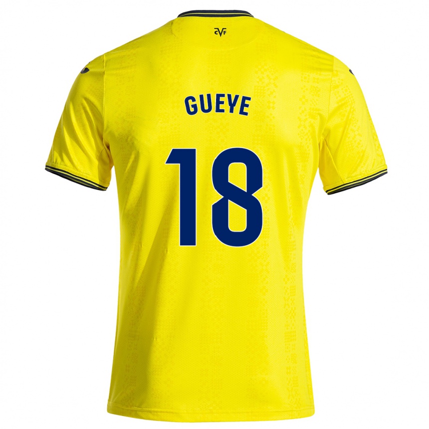 Kids Football Pape Gueye #18 Yellow Black Home Jersey 2024/25 T-Shirt Australia