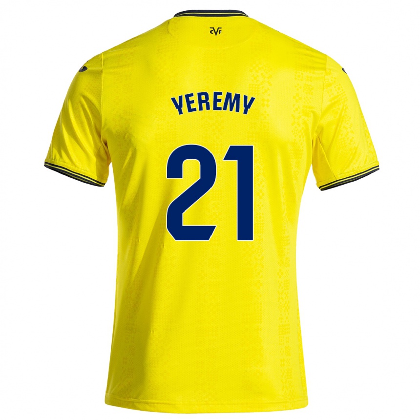 Kids Football Yéremy Pino #21 Yellow Black Home Jersey 2024/25 T-Shirt Australia