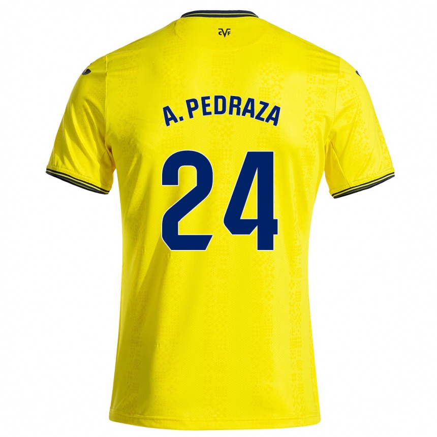 Kids Football Alfonso Pedraza #24 Yellow Black Home Jersey 2024/25 T-Shirt Australia