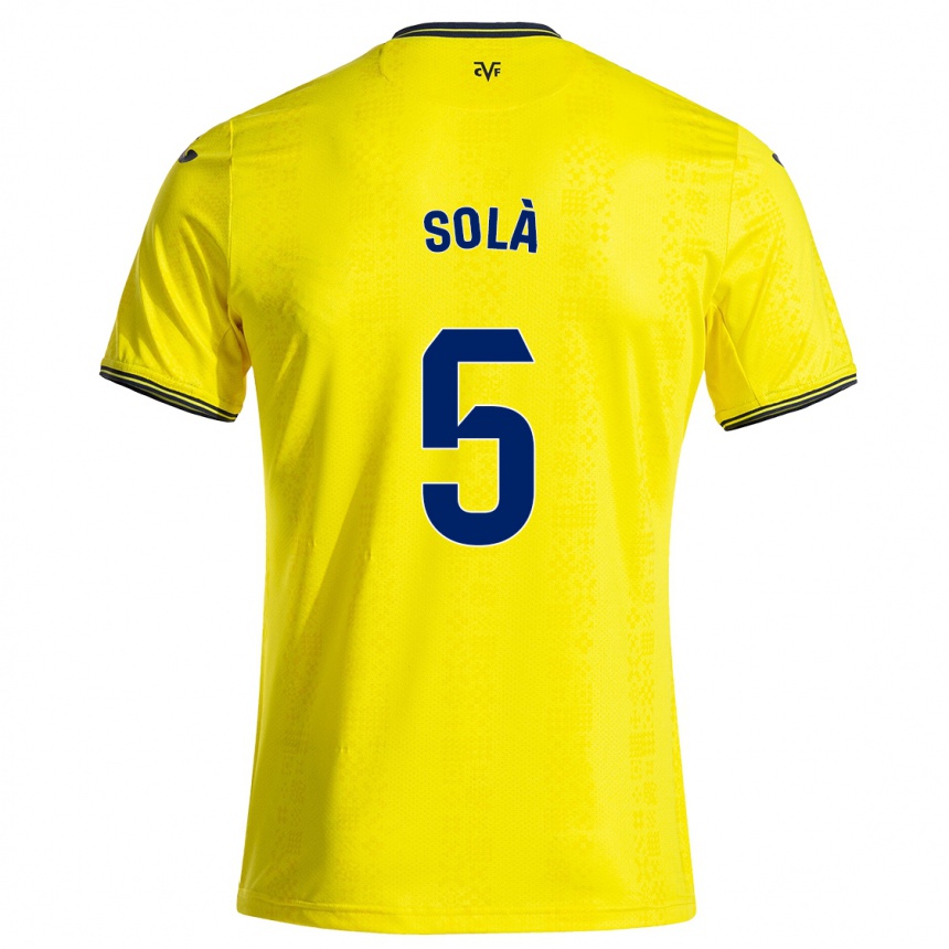 Kids Football Arnau Solà #5 Yellow Black Home Jersey 2024/25 T-Shirt Australia