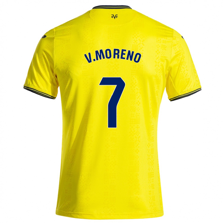 Kids Football Víctor Moreno #7 Yellow Black Home Jersey 2024/25 T-Shirt Australia