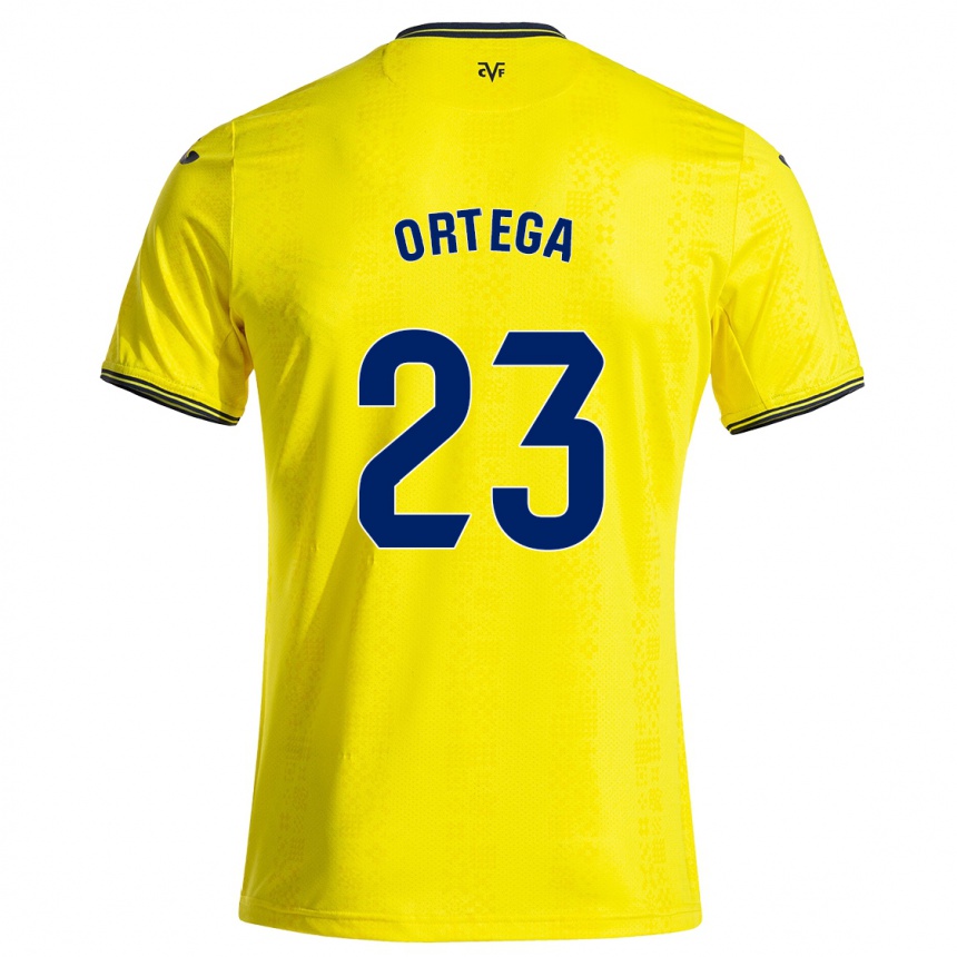 Kids Football Jordi Ortega #23 Yellow Black Home Jersey 2024/25 T-Shirt Australia