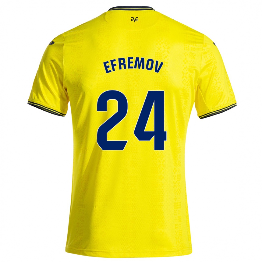 Kids Football Anton Efremov #24 Yellow Black Home Jersey 2024/25 T-Shirt Australia