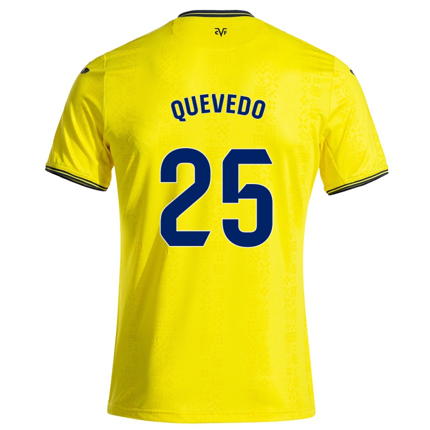 Kids Football Alex Quevedo #25 Yellow Black Home Jersey 2024/25 T-Shirt Australia