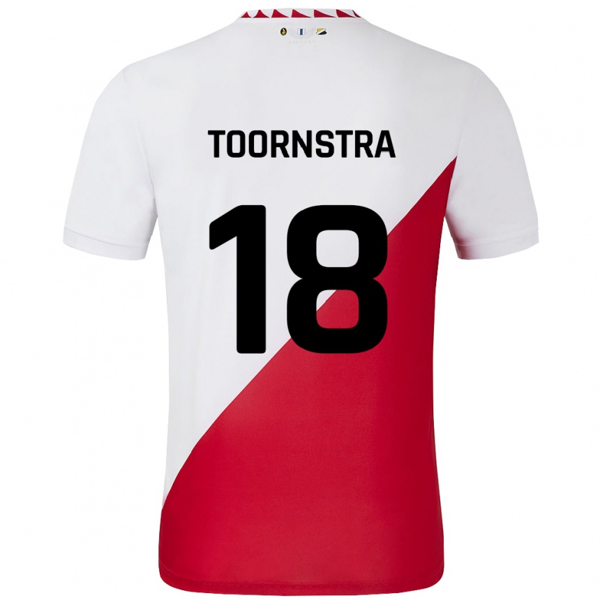 Kids Football Jens Toornstra #18 White Red Home Jersey 2024/25 T-Shirt Australia