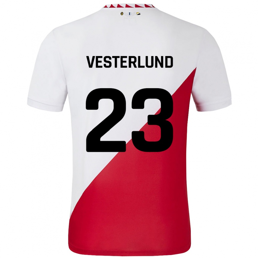 Kids Football Niklas Vesterlund #23 White Red Home Jersey 2024/25 T-Shirt Australia