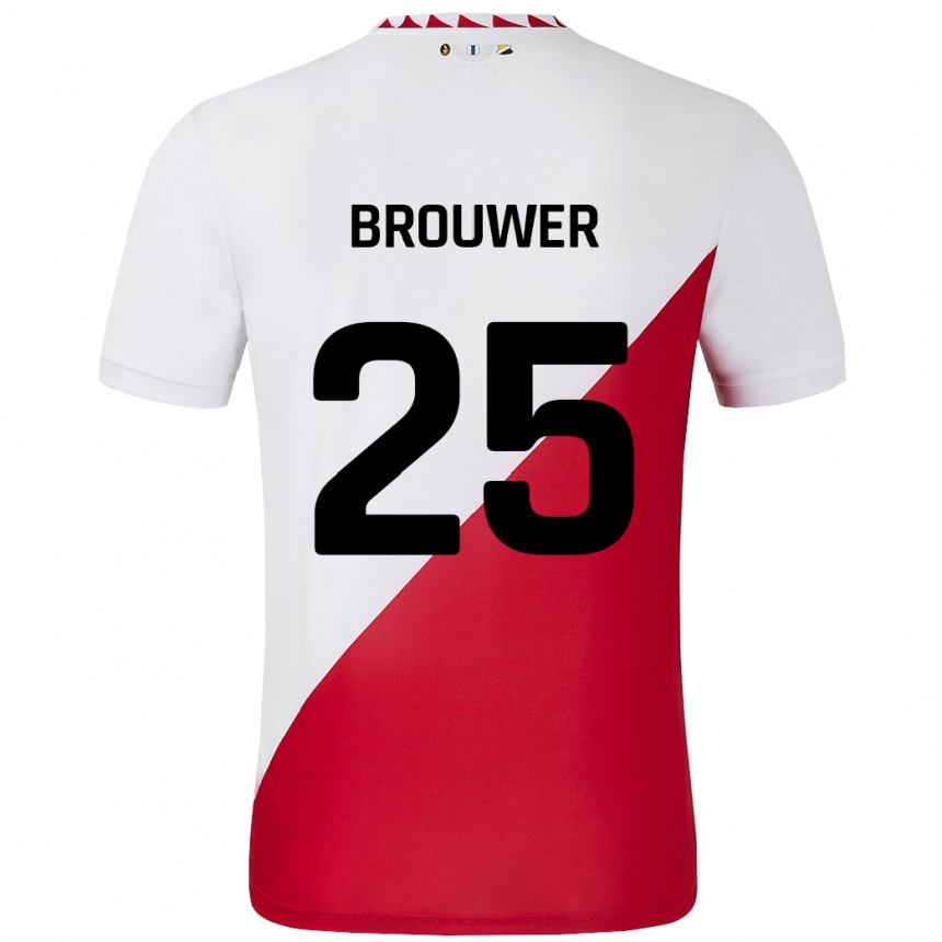 Kids Football Michael Brouwer #25 White Red Home Jersey 2024/25 T-Shirt Australia