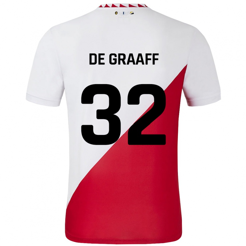 Kids Football Tom De Graaff #32 White Red Home Jersey 2024/25 T-Shirt Australia