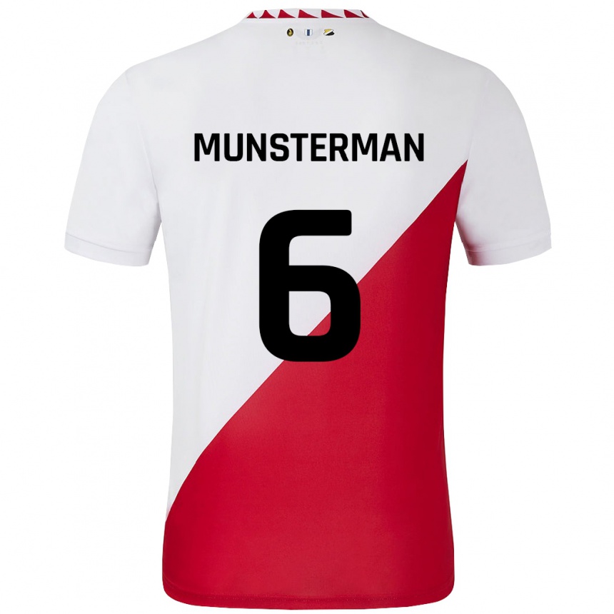 Kids Football Marthe Munsterman #6 White Red Home Jersey 2024/25 T-Shirt Australia