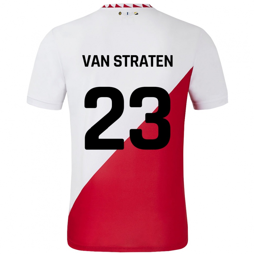 Kids Football Dieke Van Straten #23 White Red Home Jersey 2024/25 T-Shirt Australia