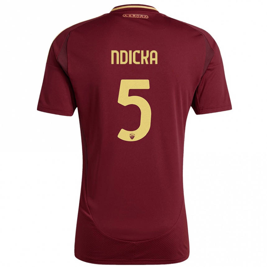 Kids Football Evan Ndicka #5 Red Brown Gold Home Jersey 2024/25 T-Shirt Australia