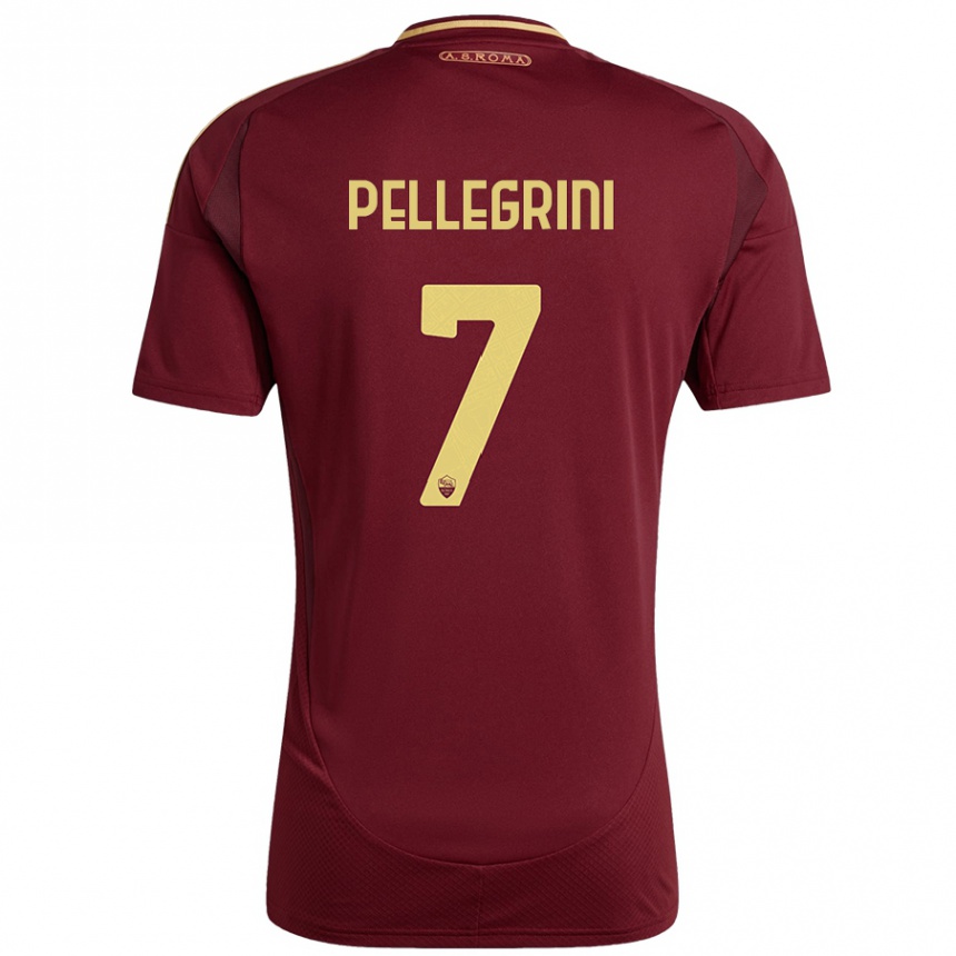 Kids Football Lorenzo Pellegrini #7 Red Brown Gold Home Jersey 2024/25 T-Shirt Australia