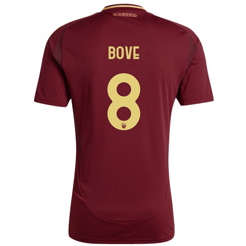 Kids Football Edoardo Bove #8 Red Brown Gold Home Jersey 2024/25 T-Shirt Australia