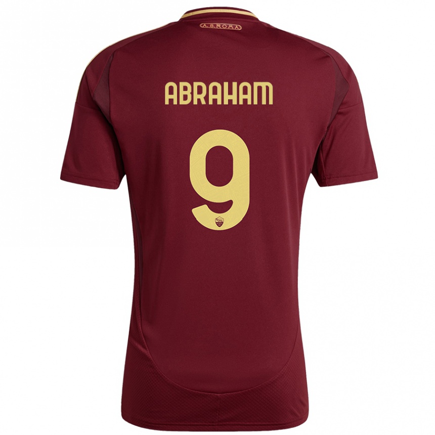 Kids Football Tammy Abraham #9 Red Brown Gold Home Jersey 2024/25 T-Shirt Australia