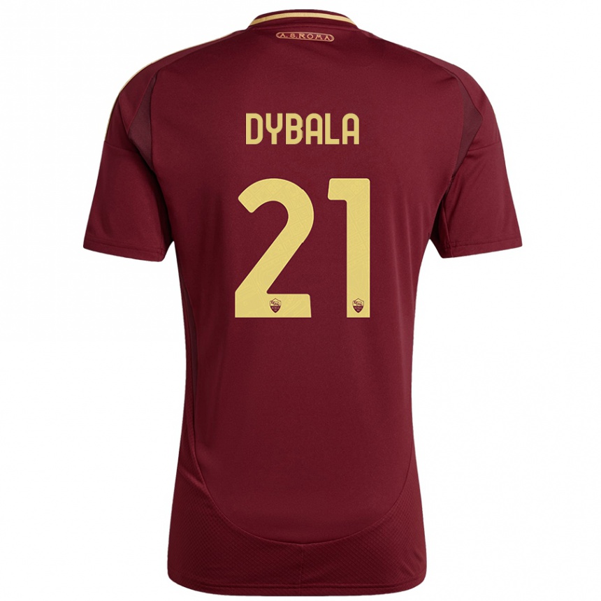 Kids Football Paulo Dybala #21 Red Brown Gold Home Jersey 2024/25 T-Shirt Australia