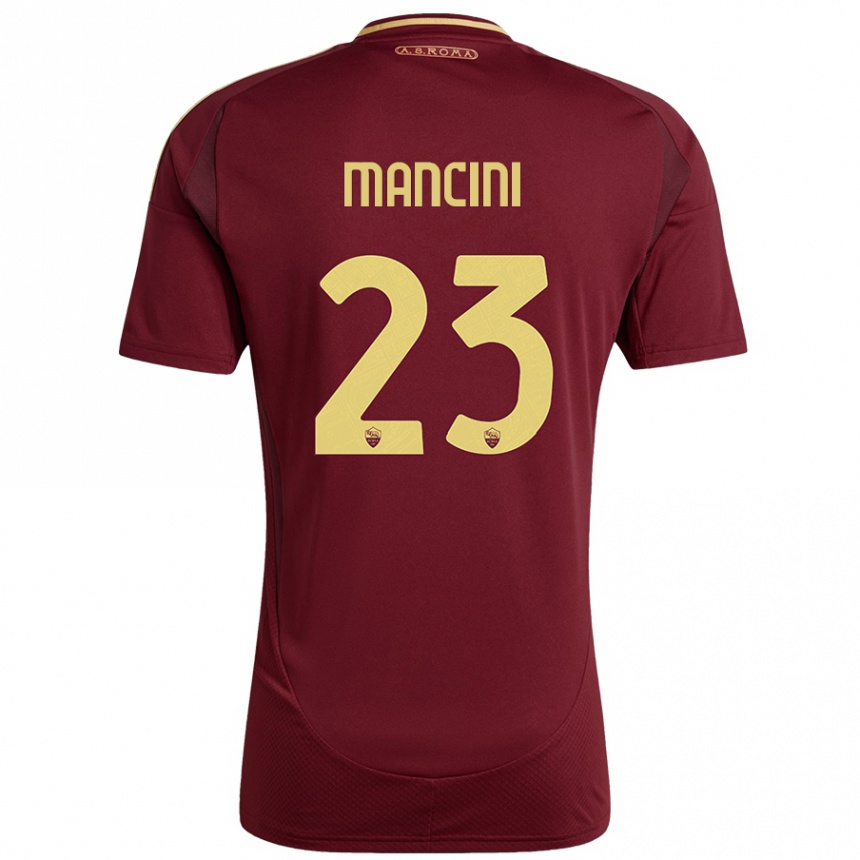 Kids Football Gianluca Mancini #23 Red Brown Gold Home Jersey 2024/25 T-Shirt Australia