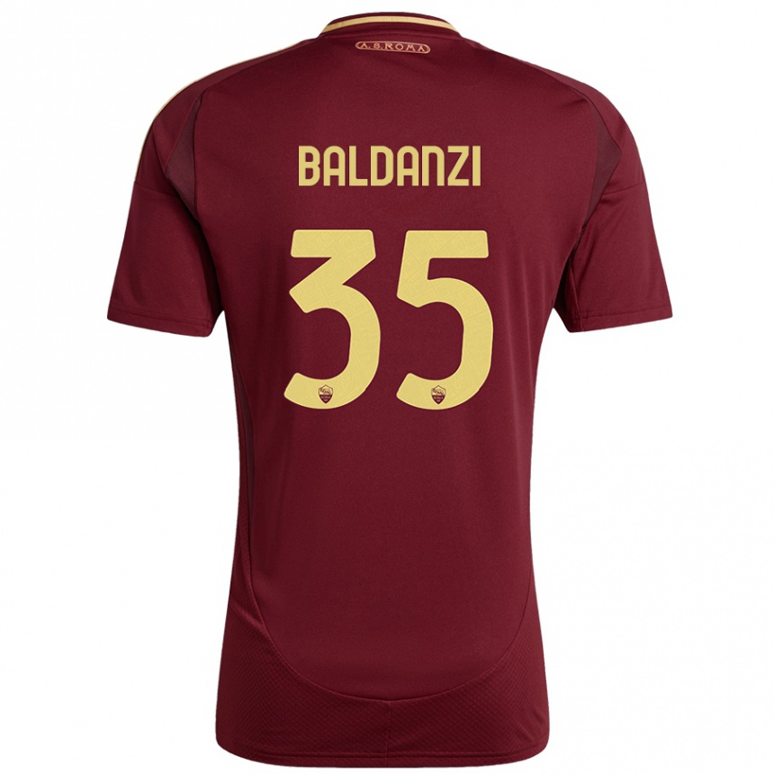 Kids Football Tommaso Baldanzi #35 Red Brown Gold Home Jersey 2024/25 T-Shirt Australia