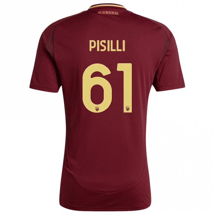 Kids Football Niccolò Pisilli #61 Red Brown Gold Home Jersey 2024/25 T-Shirt Australia