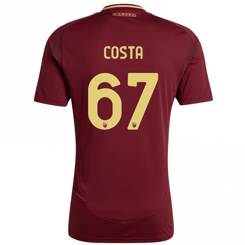 Kids Football João Costa #67 Red Brown Gold Home Jersey 2024/25 T-Shirt Australia