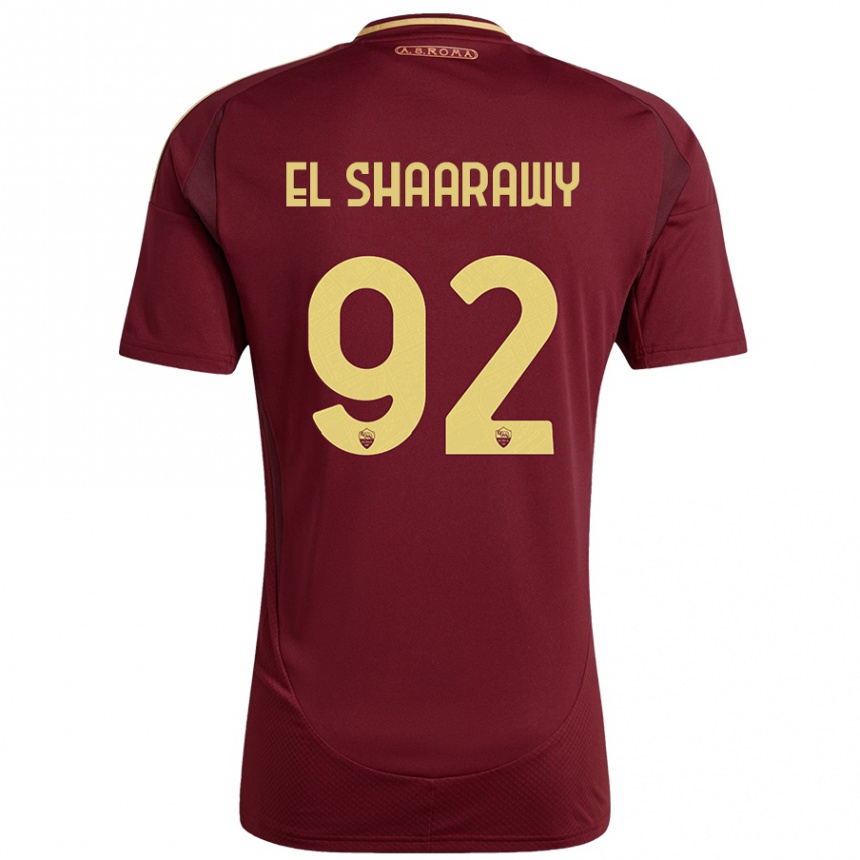 Kids Football Stephan El Shaarawy #92 Red Brown Gold Home Jersey 2024/25 T-Shirt Australia