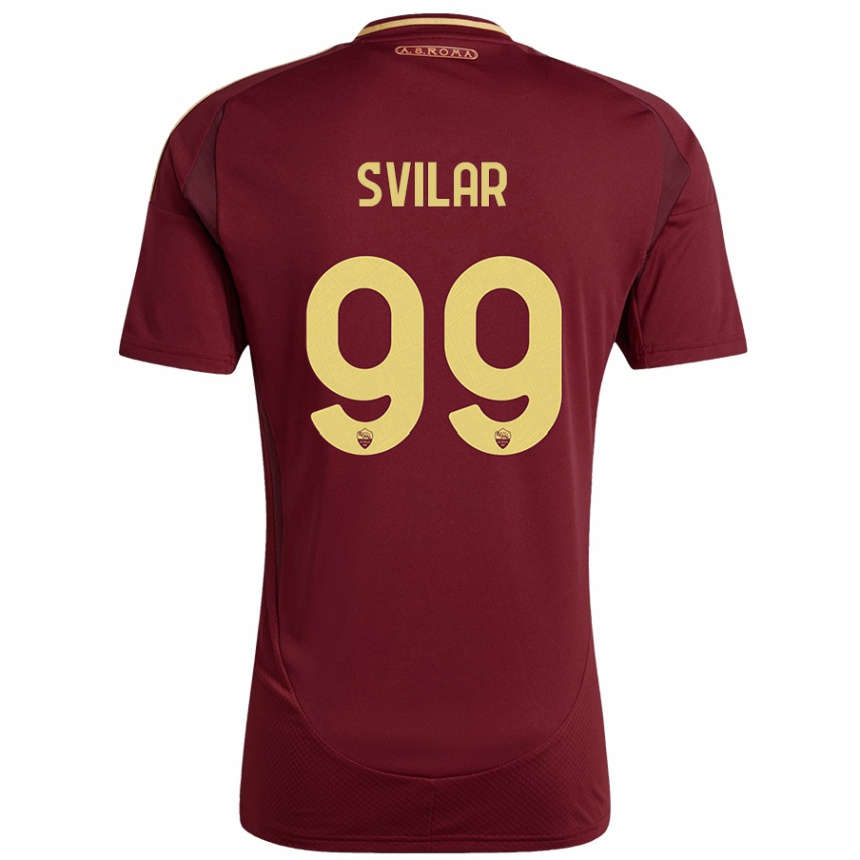 Kids Football Mile Svilar #99 Red Brown Gold Home Jersey 2024/25 T-Shirt Australia