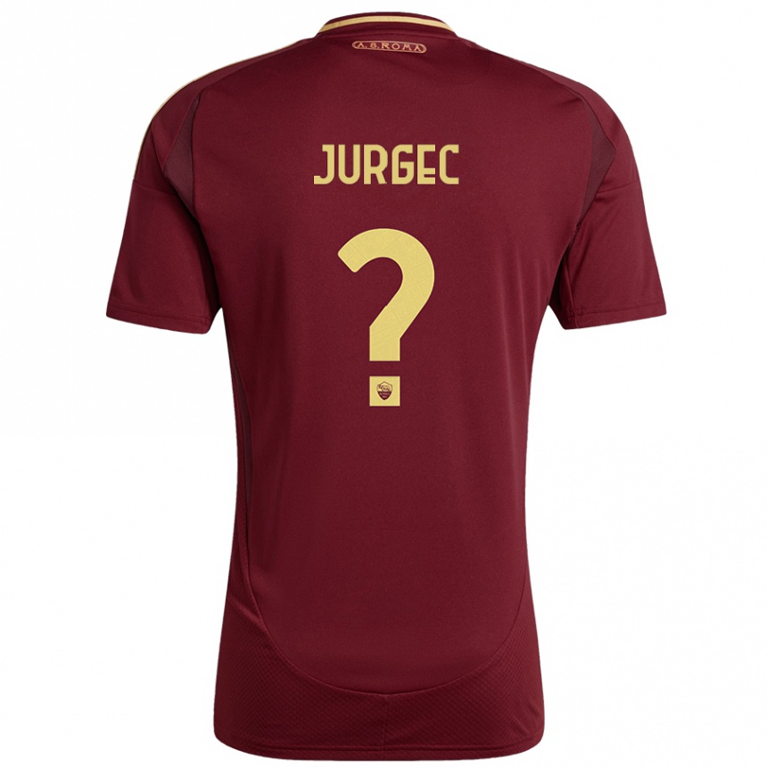 Kids Football Jan Jurgec #0 Red Brown Gold Home Jersey 2024/25 T-Shirt Australia